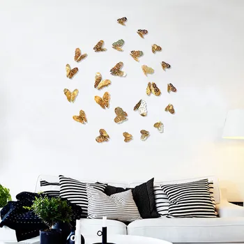 12pcs 3D Gol Fluture Perete Autocolant pentru Decor Acasă DIY Fluturi Frigider autocolante Decorare Camera Petrecere de Nunta Decor