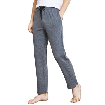 Bumbac Îmbrăcăminte pentru Bărbați Acasa Pantaloni Lungi Yoga Homewear Bumbac Somn Fundul Liber Confortabil Pijamale Negre Om Albastru, Pantaloni