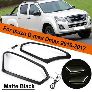 1Pair Negru Mat LED Lumina Cap Fata de Acoperire Coajă Trim Hood Autocolant Pentru Isuzu D-max Dmax 2016 2017
