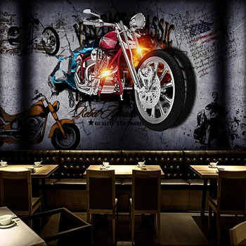 Personalizate 3D picturi Murale Motocicleta Tapet de Perete Spart Personalitate Retro Bar, KTV Restaurant Fotografie Poster de Perete Decor Pictura