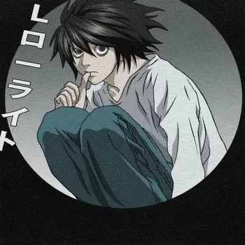 Rece Death Note Tricou Bărbați cu Mânecă Scurtă Nume Japonez L Lawliet Shirt Anime Vara T-shirt Pre-micșorat Bumbac Slim Fit Tee Merch