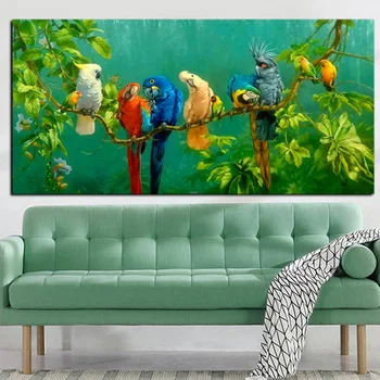 Artistic Papagal Pasăre pe Ramuri de Lemn Peisaj Pictura in Ulei pe Panza Poster de Imprimare Poza Perete Pentru Living Decorul Camerei