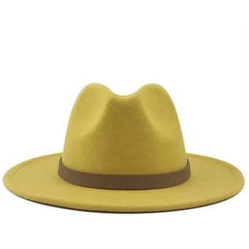 Margine largă Toamna Trilby Capace de sex Feminin de sex Masculin Moda Pălărie de Top de Jazz Capac Iarnă Panama Pălărie de Epocă Pălării Bărbați Mafia Pălărie de Fetru 56-60CM