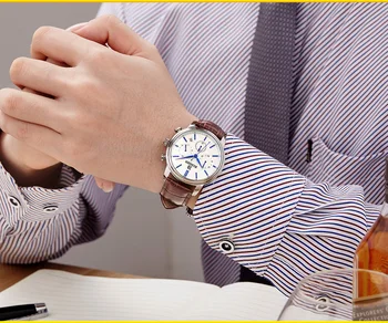 Top Brand de Lux Cronograf Cuarț Ceas pentru Bărbați Ceasuri Sport Militare Armata de sex Masculin Ceas de mână Ceas BINGER relogio masculino