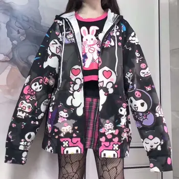 Japoneze Kawaii Drăguț Kuromi Jacheta Japonia Stil Fata Dulce Jachete JK Uniformă Cardigan Desene animate Plus Dimensiune Harajuku Streetwear Haina