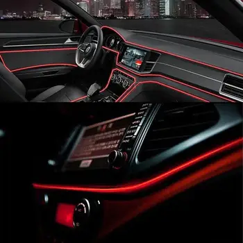 4m Masina de Benzi cu LED-uri de Decorare Auto Atmosfera Lampă de 12V Neon Flexibil EL Wire Rope Interior Interior Lumina LED-uri Auto