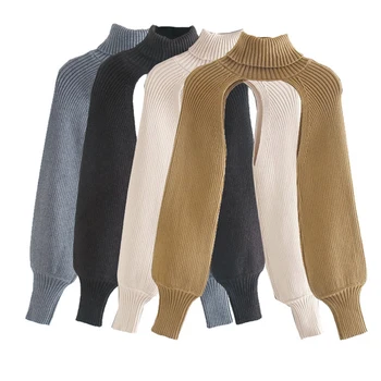 Femei Guler sexy scurte pulover pulover 2020 noua moda doamnelor maneca lunga chic feminin streetwear topuri Tricotate Jumper pull