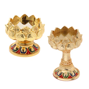 Lotus Lumânare Ghee Titularul Lampă pentru Buddha sfeșnic Sfeșnic Unt Titularul Lampă Budist, Aur