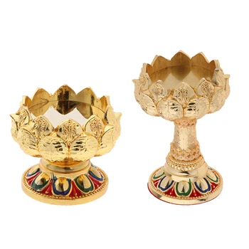 Lotus Lumânare Ghee Titularul Lampă pentru Buddha sfeșnic Sfeșnic Unt Titularul Lampă Budist, Aur