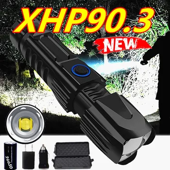 Puternic XHP90.3 Xlamp Lanterna Tactice Lanterna USB Reîncărcabilă Lanterna rezistent la apa Lanterna Cip Inteligent de Control acumulator 26650