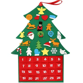 Drăguț De Crăciun Countdown Calendar Decor De Crăciun Advent Calendar De Perete Agățat Santa Simțit Calendar Advent, Cu Buzunare Copil Copil Jucării