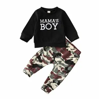 2020 Noua Moda pentru Copii Copilul baietel T-Shirt, Blaturi Camo Pantaloni Lungi 2 BUC Haine Haine Set 2 BUC