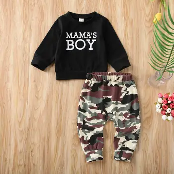 2020 Noua Moda pentru Copii Copilul baietel T-Shirt, Blaturi Camo Pantaloni Lungi 2 BUC Haine Haine Set 2 BUC