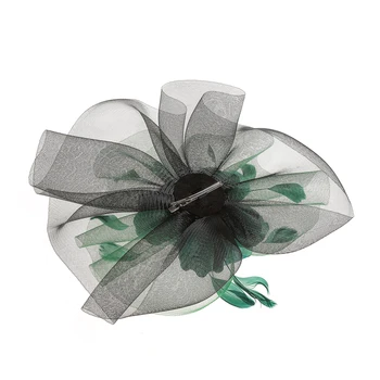 WELROG Stimulat Flori Mari Pălării de Epocă Solid Mesh Florale cu Pene Robust din Aliaj de Benzi Retro Petrecere de Ceai Plasă de Capace Femei Fedoras
