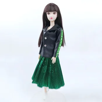 Moda Strat & Plisata Fusta Midi Pentru Papusa Barbie Costume de Haine Set de 1/6 Papusa Accesorii Jucării Pentru Copii