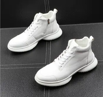 Bărbați de lux de Moda alb de Cauzalitate Glezna Cizme de Vara din Piele Respirabil de Înaltă Top de Agrement Adidași de sex Masculin Tineret Trend Pantofi BM961