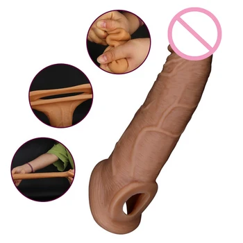 Penis Prezervativ Maneca Realist Penisului Penis Vibrator Enhancer Mâneci Extensii Reutilizabile Întârziere Silicon Moale Extender Jucarii Sexuale