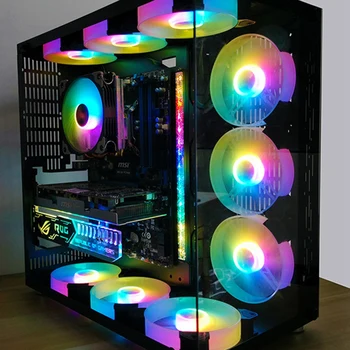 COOLMOON 2 BUC Computer de Culoare RGB, Banda de Lumina Șasiu Lumina cu Controler cu netic Multicolor RGB Poluare Lampă de Culoare