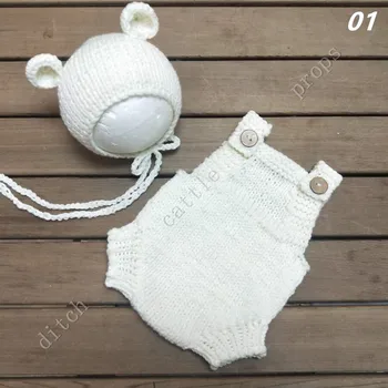 Pantaloni & pălărie nou-născut recuzită fotografie Lapte de bumbac, fire de lână făcute de mână Copilul Fotografie îmbrăcăminte