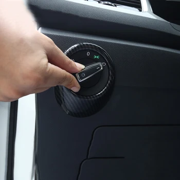 Fibra de Carbon Interior Masina Cap Lumina Comutator de Reglare a Acoperi Trim Autocolant Pentru Volkswagen VW T-ROC T ROC 2017 2018 Accesorii