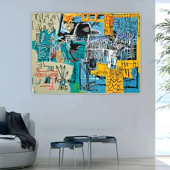 Citon Jean Michel Basquiat《Pasăre Pe Bani》Arta Graffiti Panza Pictura In Ulei Opera De Arta Decorativa Tablou De Perete Decor Decor Acasă