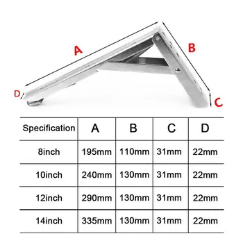 2 buc 8-14 Inch Triunghi Alb Pliere Unghi de fixare Reglabil Montat pe Perete Rezistent Rulment Raft Suport de BRICOLAJ Mobilier Hardware