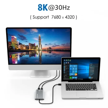 Certificat de Intel Thunderbolt 3 Tip C USB3.1 Dual DisplayPort Până La 8K Super Speed Hub USB Adaptor Pentru Laptop/Desktop Wavlink