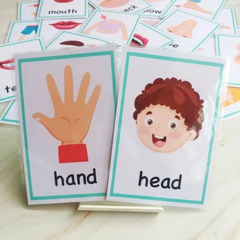 30pcs Parte a Corpului de Învățare limba engleză, Cuvânt Jocuri de cărți Montessori Carduri Flash pentru Copii Jucarii Educative Pentru Copii