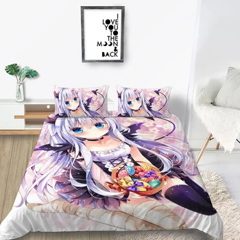 Milsleep Set De Lenjerie De Pat Queen-Size Carpetă Acopere Stabilit Anime Fata Sexy Design Mai Bun Cadou Pentru Adulti, Dormitor Pat Acoperi