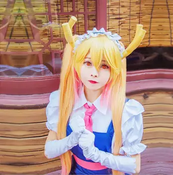 Tohru Cosplay Îmbrăcăminte Peruca Seturi Noi de Moda Fete Anime Rochie Miss Kobayashi Dragon Menajera Kanna Cosplay Costum Pentru Femei