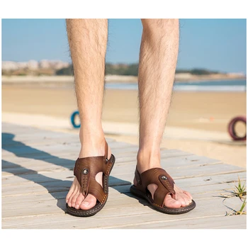CYYTL Sandale Bărbați 2020 Pantofi de Vara din Piele Flip-Flops, Papuci de Plajă în aer liber Casual sex Masculin Apă Adidași Roman Sandalias Hombre