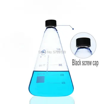 1buc sticlă Borosilicată conic cu spirala neagra capac capacitate de 50ml la 1000ml de Laborator recipient de sticlă