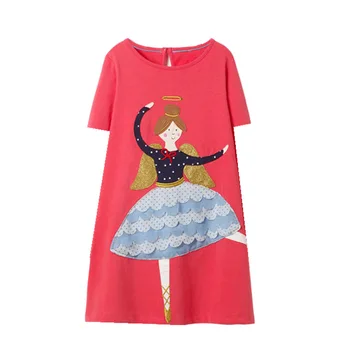 VIDMID 2-7Y fete pentru copii rochii pentru fete aplici fete mozaic de îmbrăcăminte pentru fete maneci scurte haine copii vara W01