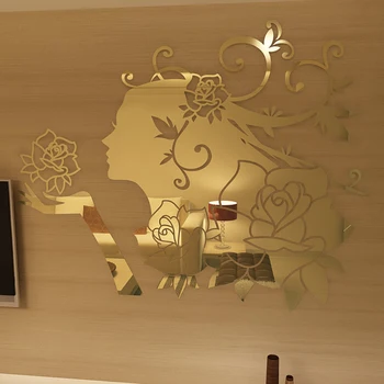 Fairy flori 3d din Acril perete autocolante de Desene animate suprafață oglindă autocolante de perete camera Cina de decorare Acasă DIY Arta de perete decor