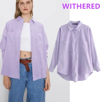 Uscat anglia solide vintage de Catifea prietenul supradimensionat bluza femei blusas mujer de moda 2020 tricou femei topuri plus dimensiune