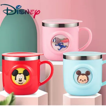 Disney Baby Copii Lapte Cana De Desene Animate Creative Bea Apă Cupe De Formare Copilul Invata Drinkware Cana De Suc Din Oțel Inoxidabil Cani