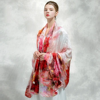 Pură Eșarfă De Mătase Femei Hangzhou Mătase Echarpe Șaluri Împachetări Doamnelor Foulard Femme Gol Afară Jacquard De Mătase Naturală Eșarfe Lungi