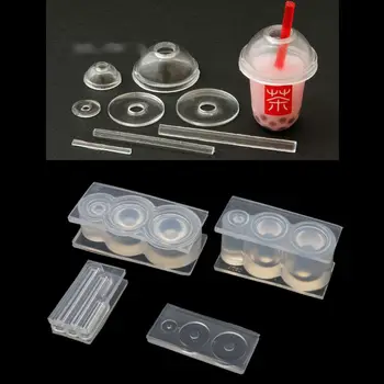 3D Mini Ceai Lapte Cana de Sticla Rasina UV Mucegai Silicon Miniture Alimente Juca Mucegai Instrument G6DD