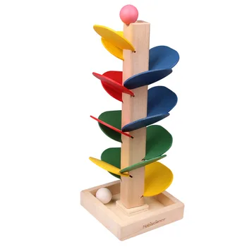 De Lemn În Spirală Frunze Turn Mingea Pistă De Alergare Joc De Colorat Frunze Turn De Jucării Inteligente Educație Jucarii Pentru Copii