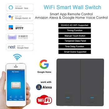 1/2/3 Gasca TUYA WiFi Smart Touch Comutator 90-250V Perete Acasă Buton Pentru Alexa Si Google Asistent Acasă UE și marea BRITANIE Standard Smart Home