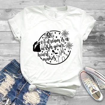 2020 Femei Un Vis Este O Dorință a Inimii Tricou Basm Inspirat Grafic T-shirt Citat Amuzant Tricouri Drăguț Ulzzang Topuri