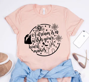 2020 Femei Un Vis Este O Dorință a Inimii Tricou Basm Inspirat Grafic T-shirt Citat Amuzant Tricouri Drăguț Ulzzang Topuri