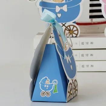 50pcs Fată Roz Albastru Băiat de Hârtie cărucior Cutie de Bomboane Copii Cutie de Cadou Favoarea Cutie Copil de Dus la Petrecerea de Ziua Decor Consumabile