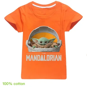 Albastru Mandalorian Copilul Yoda Desene animate Drăguț Copii Tricou pentru Băieți și fete Kawaii Star Wars pentru Copii T-shirt 2020 Moda GirlsTshirt