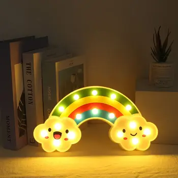 Curcubeu Forma de Lumina de Noapte Smiley Nori Decorative Lângă Lampă pentru Casa Dormitor X4YD