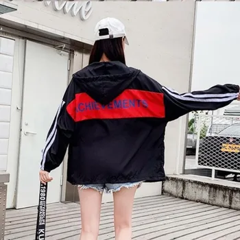 #5607 De Vară De Protecție Solară Jacheta Femei Subțire Alb Negru Roșu Harajuku Canadiană Haina Litere Tipărite Plus Dimensiune Sacou Streetwear