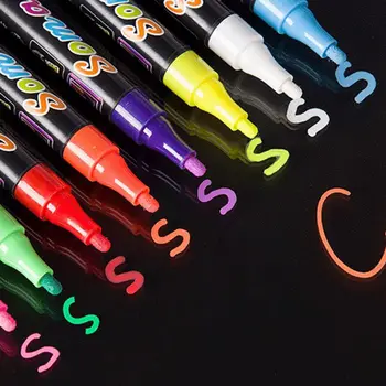 8 Culori Marker Fluorescent cu Lichid Creta Marker Stilou Neon LED Scris Bord Tablă de Sticlă Pictura Graffiti