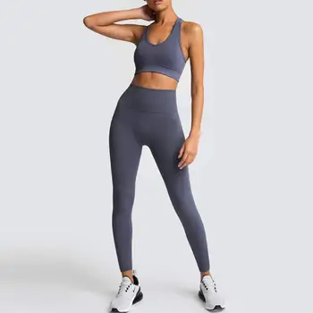 Femei 2 Piese Yoga Set Sutien+Lung de Înaltă Talie Pantaloni costum de Sport sală de Fitness Costum vesta+strans legging Sport seturi de Sport