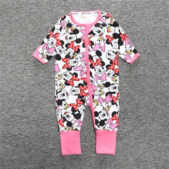 De vânzare cu amănuntul 2020 Nouă primăvară copil nou-născut fete haine de imprimare de Desene animate Minnie și mickey cu mâneci lungi cu fermoar siamezi copilul urca
