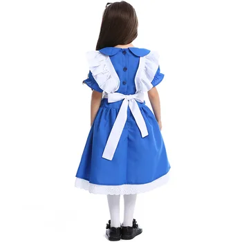 Copii Fete Albastru Alice Costum Alice In Tara Minunilor Petrecere Menajera Lolita Cosplay Femeile Adulte Halloween Printesa De Imbracat Tinuta